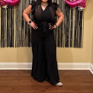 Elegant Black Ruffle Jumpsuit